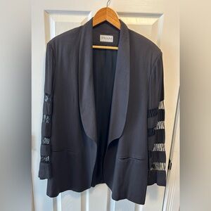 Marcella Priani Vintage Elegant Black Blazer with Cut-Out Sleeve Design